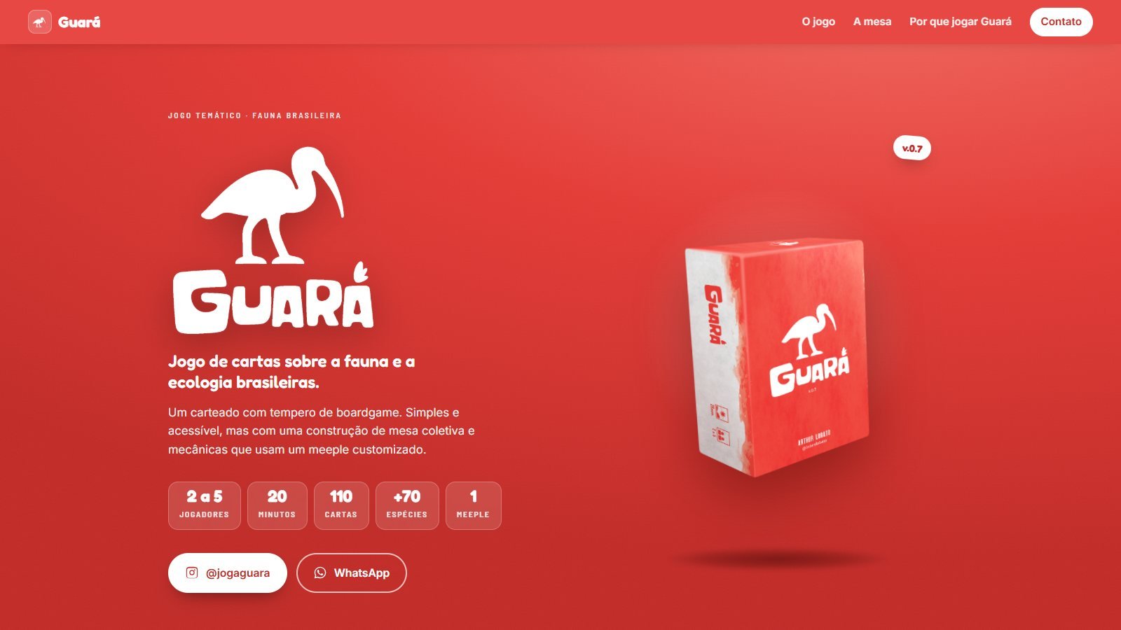 Site do jogo de cartas Guará, desenvolvido pela Impux Digital (tela 1 de 4)